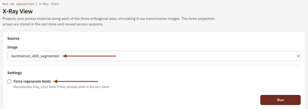 The X-Ray View launch form with an image chosen.